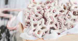 white chocolate with pretzels